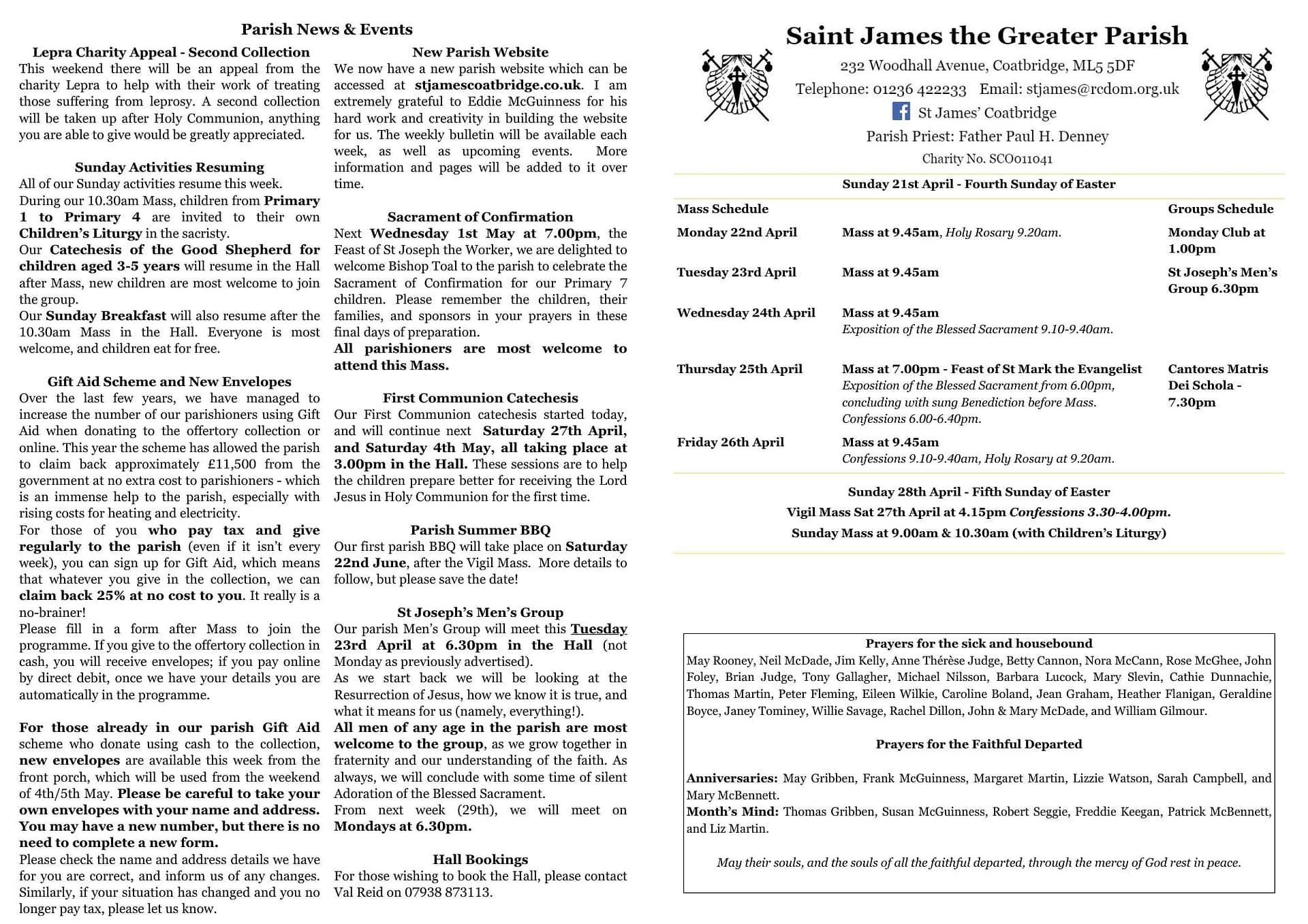 Parish Bulletin For 21 April St James The Greater Parish Church In